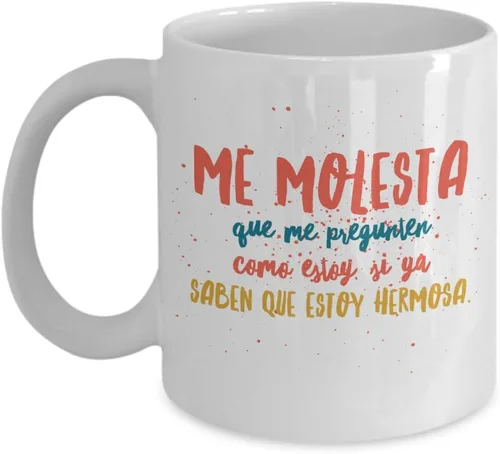 Taza de Café Me Molesta Vaso, taza de divertidas, tazas personalizadas, taza de café inspiradoras, taza con mensajes positivos. Blanco