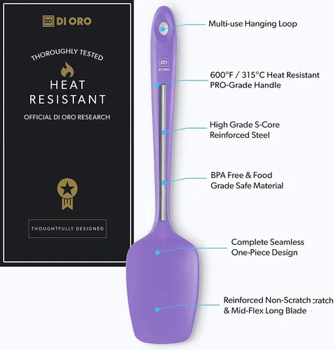 Miniatura 2 de DI ORO Espátula Cuchara de Silicona - Resistente al Calor 600°F Raspador Spoonula de Silicona Grande - Libre de BPA Seguro para Utensilios de Cocina