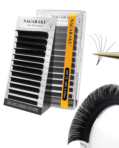 Miniatura 24 de NAGARAKU Easy Fan Extensiones de Pestañas Volumen Lash 0.07 Rizo D 8-15mm Bandeja Mixta Floración Rápida Visón Sintético en Racimo Para Ventilador