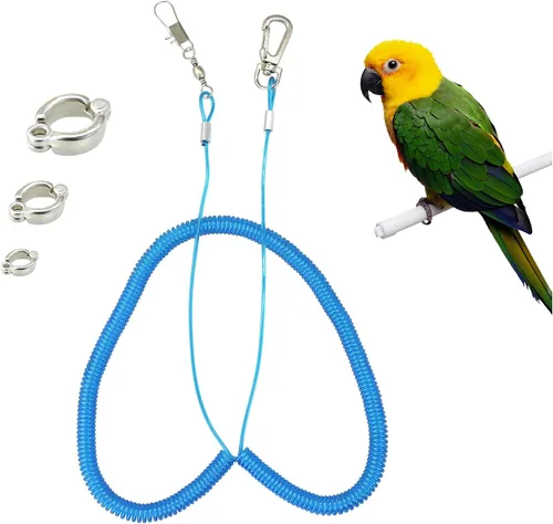 Wishlotus Cuerda voladora de loro, 16.4 ft, cadena de pie de loro, correa de entrenamiento para exteriores, arnés de entrenamiento elástico