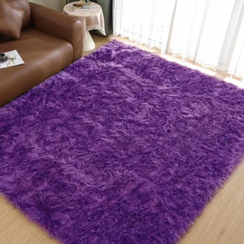 Miniatura 33 de Goolela Alfombra esponjosa de piel sintética de oveja sintética de 4 x 6 pies, color gris, para dormitorio, mesita de noche, alfombra suave de felpa