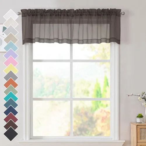 Miniatura 94 de OVZME - Cortinas traslúcidas blancas de 45 pulgadas de largo, 2 paneles, cortinas de gasa con bolsillo para barra para ventanas pequeñas, cada una