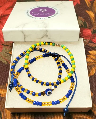 Miniatura 29 de Hecho a mano contra el mal de ojo orishas joyería de protección Ilde elástico elástico ajustable con cuentas unisex amuleto pulsera conjunto