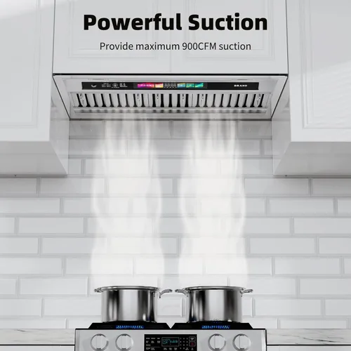 Miniatura 3 de BRANO Campana extractora de inserción, campana de ventilación de cocina integrada de 900 CFM con control de voz, gestos y táctil, ventilador