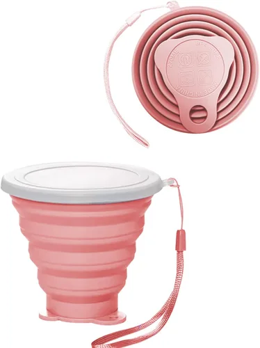Miniatura 9 de Taza plegable de silicona, tazas plegables para campamento, taza plegable con tapas, taza de café plegable, taza reutilizable (azul)