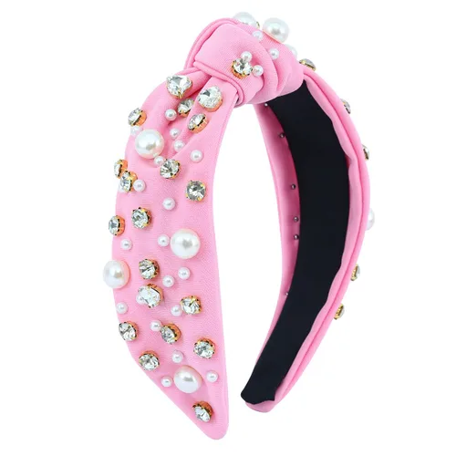 Miniatura 2 de Diadema con joyas anudadas para mujer, con forma de corazón, adornado con cristal, con parte superior mixta, accesorios para el cabello de nailon