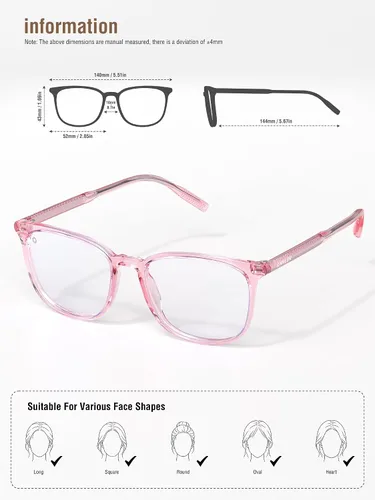 Miniatura 8 de ANYLUV Gafas de luz azul para mujeres y hombres, lentes de bloqueo de luz azul para mujer, anteojos de computadora antifatiga ocular Claro/rosa