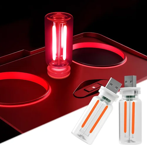 Miniatura 8 de 2 PCS Bombillas de Luz Nocturna USB para Automóvil, Luces Ambientales para Interiores de Automóvil con Atenuación Táctil, Decoraciones de Lámpara