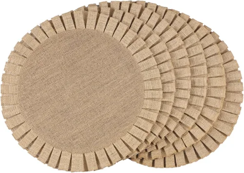 Miniatura 11 de FunWheat - Juego de 12 manteles individuales redondos de arpillera trenzados para mesas de comedor, 15 pulgadas, resistentes al calor, de yute