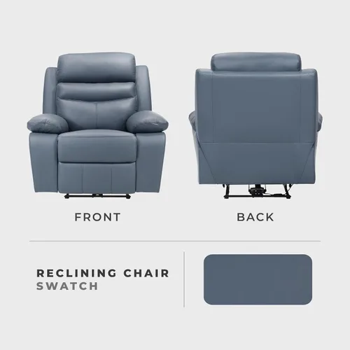Miniatura 5 de Lexicon Silla Reclinable para Sala de Estar de Combinación de Cuero, Asientos para Cine en Casa, Sillón Reclinable Pegado a la Pared, Sillón Azul