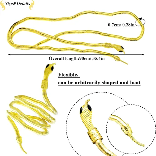 Miniatura 6 de RechicGu Elegante Egipto Cleopatra Remolino Serpiente Brazalete Abierto Brazalete Brazalete Flexible