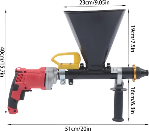 Miniatura 5 de YIYIBYUS Pistola de lechada de mortero Aplicador pulverizador eléctrico semiautomático 750W, pistola de lechada de mortero pulverizador herramienta