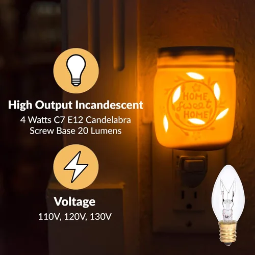 Miniatura 3 de Simba Lighting Bombilla de repuesto C7 de 4 W (paquete de 6) para luz nocturna, forma de vela transparente, 120 V, base de candelabro E12