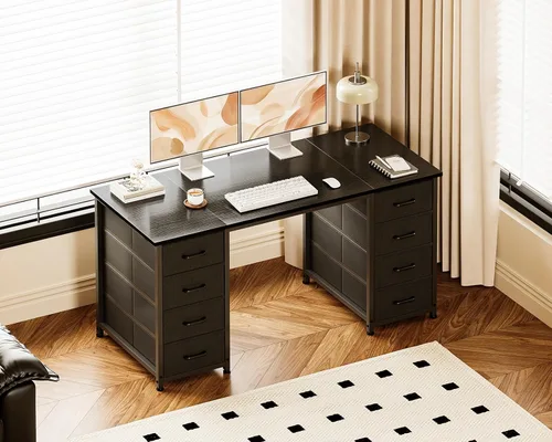 Miniatura 2 de Casaottima Escritorio para computadora de 48 pulgadas con 8 cajones de tela, escritorio de oficina moderno con gran almacenamiento para oficina