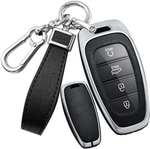 Miniatura 10 de SANRILY Funda de piel sintética para llavero de 4/5/7/8 botones, apta para Hyundai Tucson 2024 Palisade Sonata 2023 2022 Santa fe sin llave con Negro