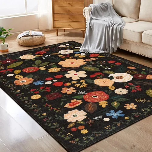 Miniatura 11 de U'Artlines Alfombra de Área Bohemia Lavable, 2x3 Pequeña Suave Antideslizante Vintage Felpudo para Puerta Frontal Interior Alfombra Verde