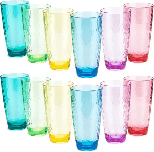Miniatura 8 de KOXIN-KARLU Hammered - Vasos de plástico de 26 onzas, juego de 6 vasos acrílicos transparentes