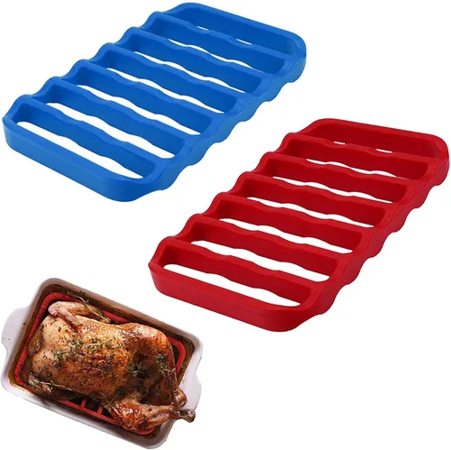 Miniatura 9 de Paquete de 2 estantes de silicona para asar antiadherentes, fáciles de limpiar, para cocinar, hornear y cocinar al vapor (paquete de 2)