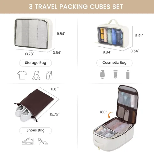 Miniatura 6 de LOVEVOOK Mochila de viaje para mujeres y hombres, mochila de transporte de 45 litros, bolsa de artículos personales con 3 cubos de embalaje, mochila