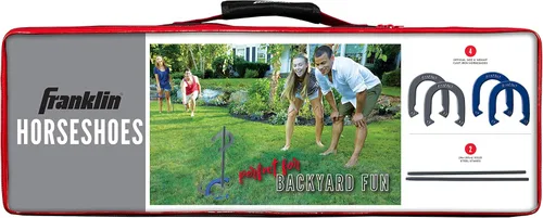 Miniatura 6 de Franklin Sports - Juego de herradura para caballos que incluye 4 herraduras y 2 estacas para jugar en la playa o en el patio trasero, juego clásico