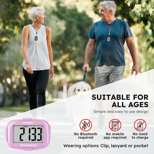 Miniatura 2 de AVTREK Contador de pasos 3D con clip con retroiluminación LED, podómetro de bolsillo para caminar actividades al aire libre, rastreador de fitness