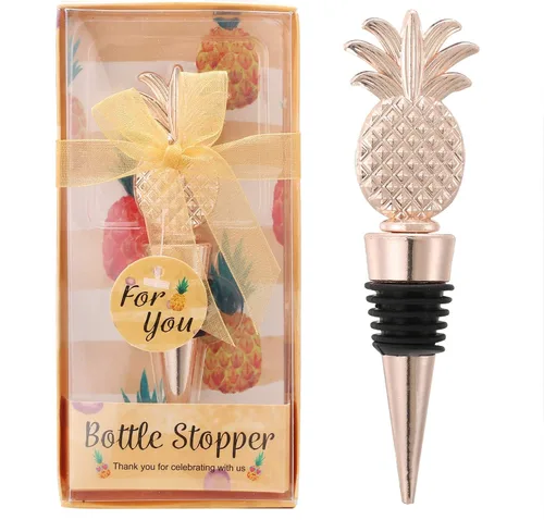 Miniatura 8 de WeddParty - 12 tapones de aleación de metal para botellas de vino rosa, protector de champán con caja de regalo para recuerdos de fiesta
