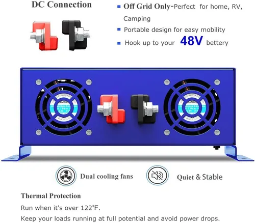 Miniatura 2 de Inversor de onda sinusoidal pura de 3500 vatios 48 V a 110 V 120 V CA convertidor de potencia inversa de sobretensión de 7000 W para sistema solar