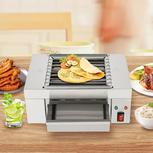Miniatura 5 de Parrilla eléctrica para barbacoa, parrilla eléctrica profesional de 1500 W, parrilla de mesa de campamento, parrilla de acero inoxidable para uso