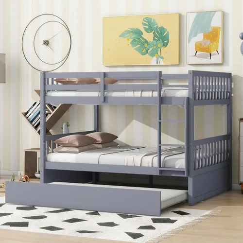 Miniatura 11 de Litera individual sobre individual con 2 cajones de almacenamiento, convertible en 2 camas (cama de plataforma y cama alta junior), cabecera