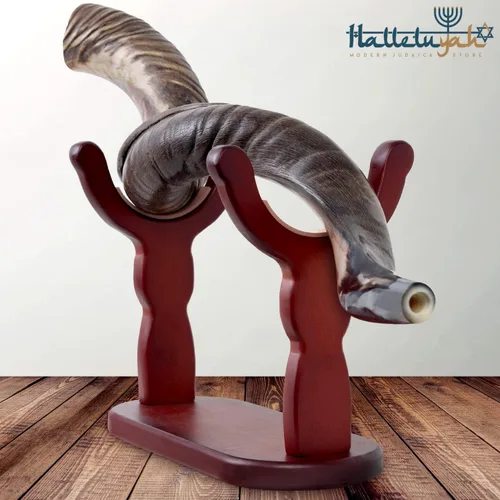 Miniatura 2 de Shofar de cuerno Kudu de 35"-39" de Israel con soporte decorado por HalelluYAH