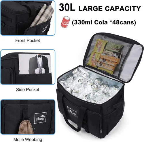 Miniatura 2 de Bolsa de enfriamiento YOUNGOA 48 latas, aislada, a prueba de fugas, enfriador suave grande plegable portátil para viajes, bolsas de enfriamiento