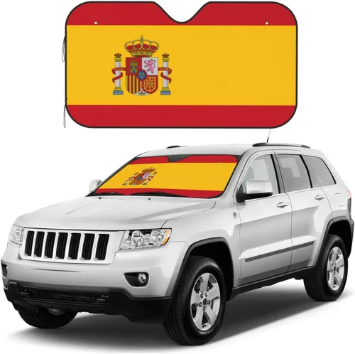 Miniatura 3 de Parasol plegable para parabrisas de coche con bandera de España, bloquea el calor y los rayos UV