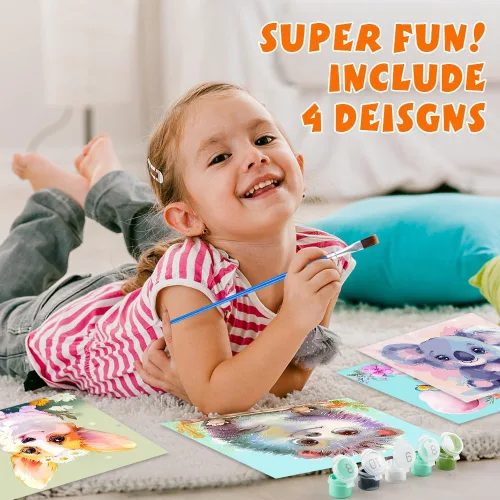 Miniatura 3 de QEUOYSS 4 pinturas por números para niños de 8 a 12 años, juego de pintura DIY para niñas, niños, adultos, manualidades principiantes para niñas