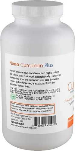 One Planet Nutrition Cápsulas Nano Curcumin Plus – 500 mg (60 unidades) – Tamaño de nano partícula de cúrcuma y boswellia para alta absorción –