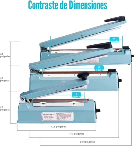 Miniatura 8 de METRONIC Sellador de impulso de 8 pulgadas, máquina selladora térmica manual para bolsas de plástico, selladores de bolsas retráctiles, máquina