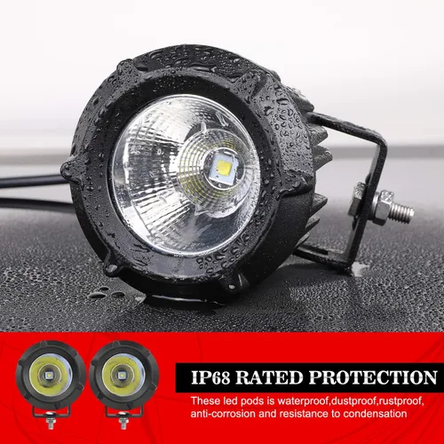 Miniatura 4 de Cápsulas LED, Auto Power Plus 2 piezas de 3 pulgadas y 50 W, luz de conducción redonda todoterreno, luz de trabajo LED de punto de inundación