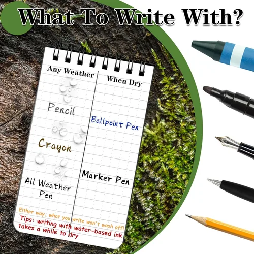 Miniatura 6 de COIDEA Cuaderno impermeable, paquete de 8 bloc de notas de bolsillo en espiral superior, bloc de notas de 3 x 5 pulgadas, resistente a