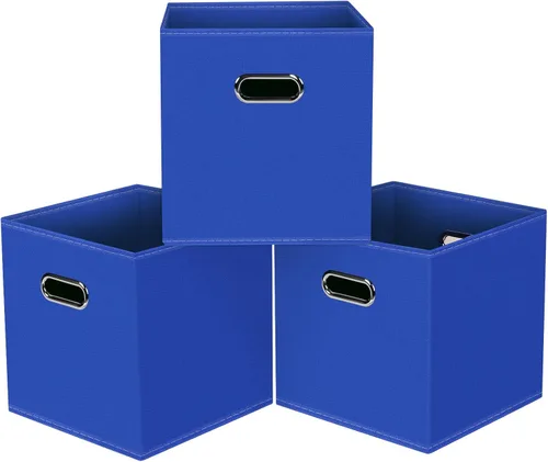 Miniatura 10 de Cubos de Almacenamiento Plegables Negros, Cajas de Almacenamiento de Tela, Organizadores de Cubos con Asas Duales para Organizador del Hogar, Juego
