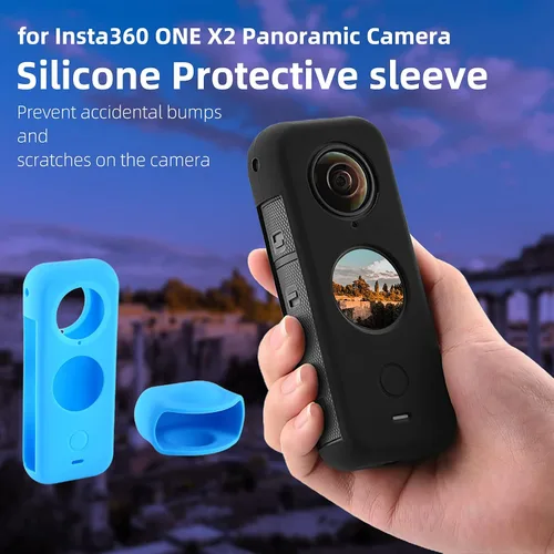 Miniatura 6 de Accesorios de protección para Insta360 One X2, funda de goma para cámara de acción con kit de cubierta de lente de silicona (negro)