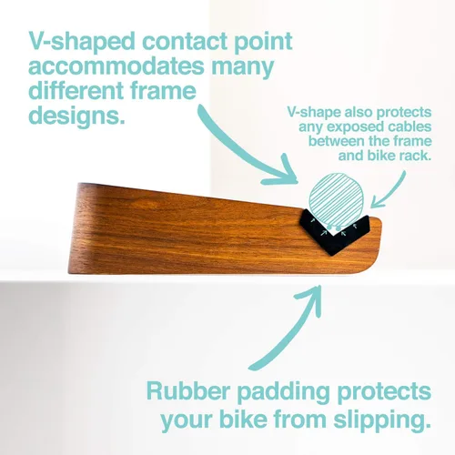 Miniatura 6 de WOKK Soporte de pared para bicicleta de madera, soporte de pared horizontal para bicicleta para el hogar o el garaje, soporte de pared