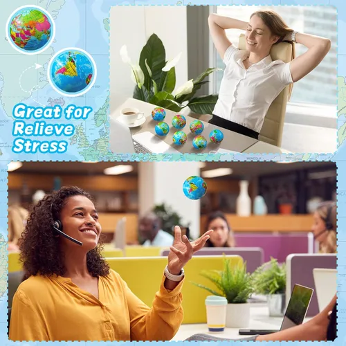 Miniatura 4 de HyDren 20 mini bolas de estrés globo a granel de 2 pulgadas de espuma para aliviar el estrés de la Tierra del mundo para ejercicio de dedos