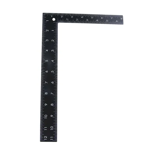 Miniatura 5 de Regla cuadrada de metal en L, regla métrica de ángulo recto de 90 grados y pulgadas, regla de doble cara de 8 x 12 pulgadas, herramienta de medición