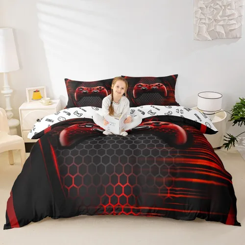 Miniatura 12 de Homewish Juego de ropa de cama de elefante, tamaño Queen, funda de edredón a rayas azules para niños y niñas, juego de funda de edredón de animales
