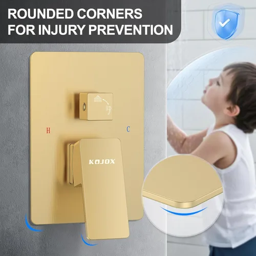 Miniatura 4 de KOJOX Sistema de Ducha de Baño de Lujo de 12 Pulgadas Cabezal de Ducha de Lluvia con Ducha de Mano Mezcladora Juego Combinado de Ducha Montado