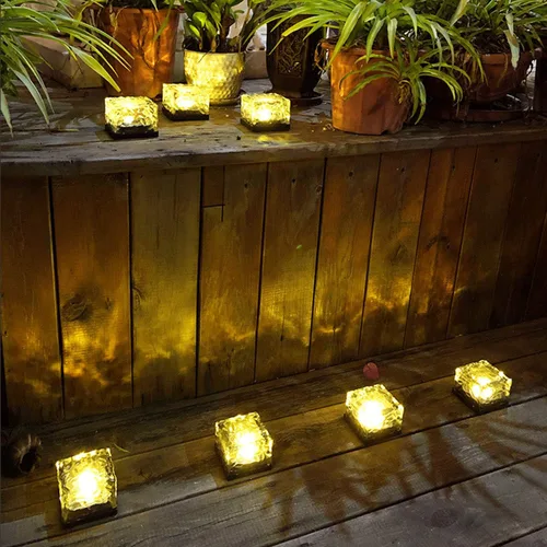 Miniatura 4 de Luz solar en forma de cubo de hielo, 2.8 x 2.8 x 2 pulgadas, con forma de cubo de hielo, blanco cálido, luces decorativas para jardín
