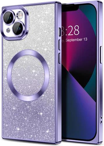 Miniatura 152 de Hython Funda para iPhone 13 Pro transparente con purpurina magnética [compatible con MagSafe] Protector completo de lente de cámara delgado