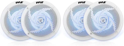 Pyle Paquete de altavoces marinos – Sistema de sonido estéreo de audio estéreo de 4 pulgadas y 6.5 pulgadas de 2 vías impermeable para exteriores