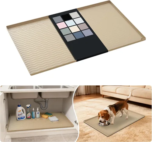 URMONA Tapete de silicona impermeable para debajo del fregadero, 34 x 22 pulgadas, forro para estante de cocina y baño, protector de gabinetes y