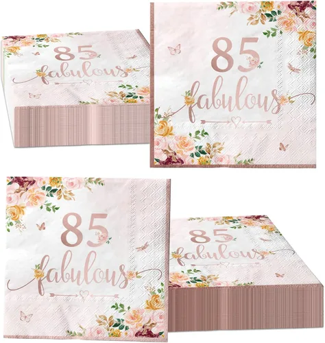 Miniatura 10 de Decoraciones de cumpleaños número 70 para mujer, 40 servilletas de papel falulous de color oro rosa, suministros de fiesta de cumpleaños