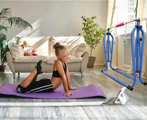 Miniatura 7 de GLANT Barra de gimnasia para niños con juego de anillos, 7 alturas ajustables, fácil de plegar, barra de entrenamiento de gimnasia para niños